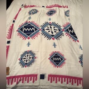 Soleil Beach Pink/Navy Woven Beach Wrap - OS